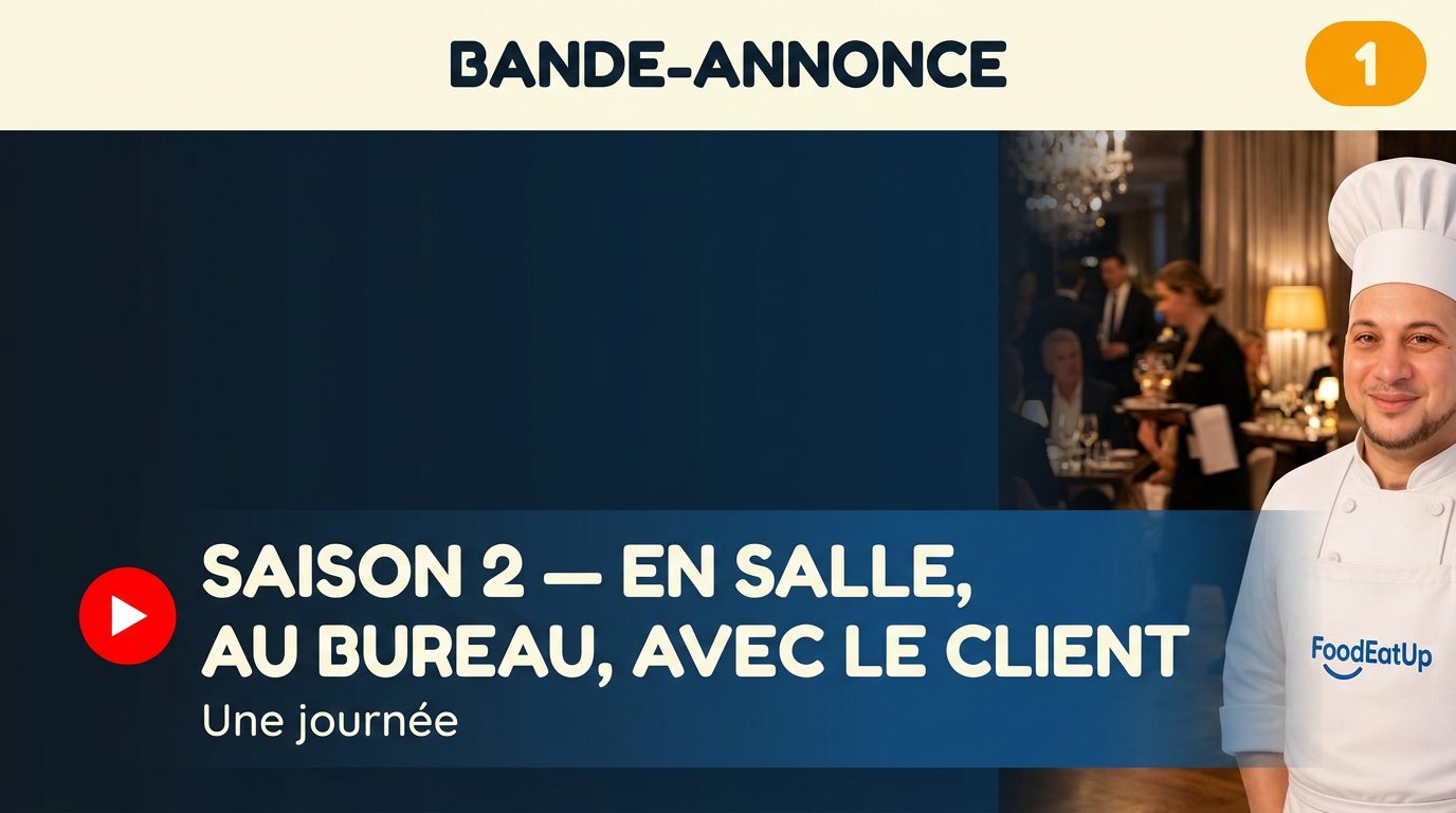 Affiche du teasing — Une journée · Saison 2 — En salle, au bureau, avec le client